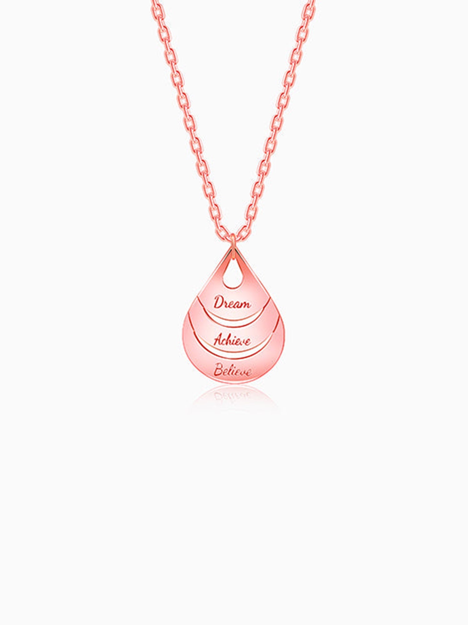 Rose Gold Personalised Dreamy Teardrop Pendant With Link Chain