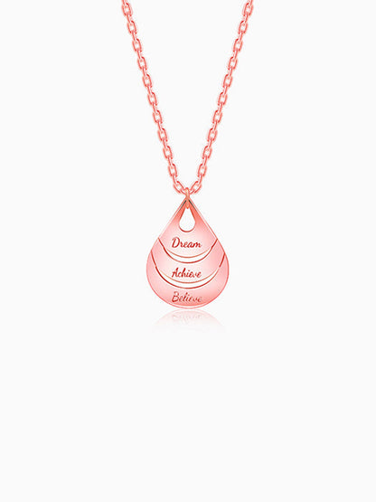 Rose Gold Personalised Dreamy Teardrop Pendant With Link Chain