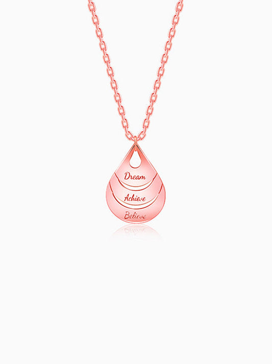 Rose Gold Personalised Dreamy Teardrop Pendant With Link Chain