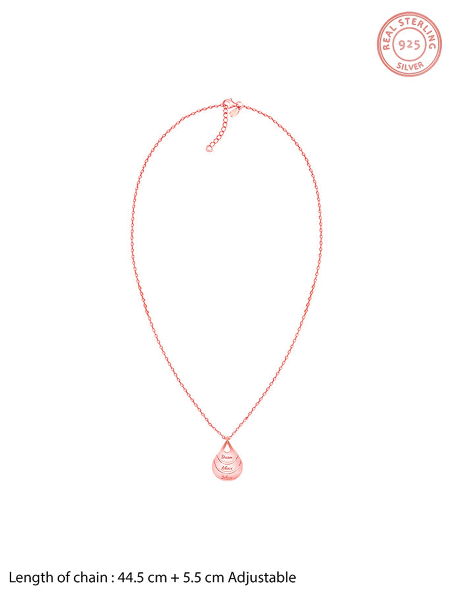 Rose Gold Personalised Dreamy Teardrop Pendant With Link Chain