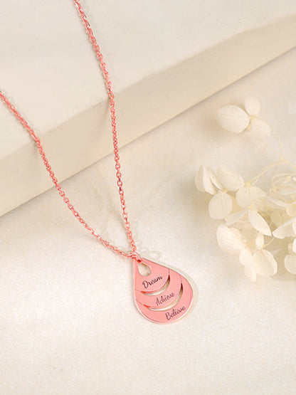 Rose Gold Personalised Dreamy Teardrop Pendant With Link Chain