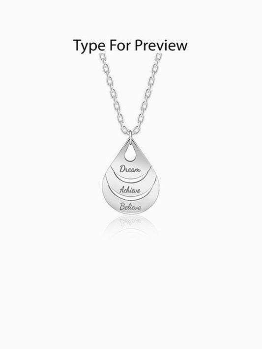 Silver Personalised Dreamy Teardrop Pendant With Link Chain