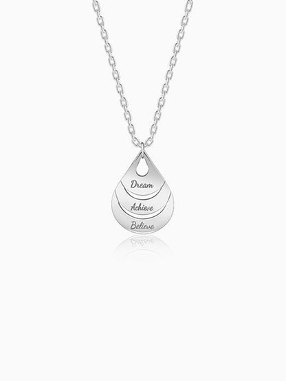 Silver Personalised Dreamy Teardrop Pendant With Link Chain