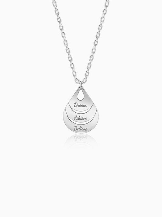 Silver Personalised Dreamy Teardrop Pendant With Link Chain