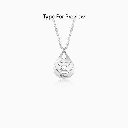 Silver Personalised Dreamy Teardrop Pendant With Link Chain