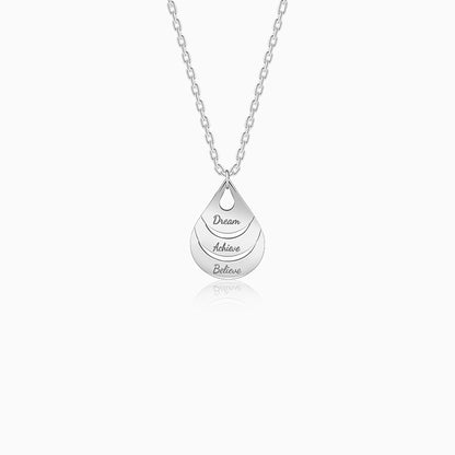Silver Personalised Dreamy Teardrop Pendant With Link Chain