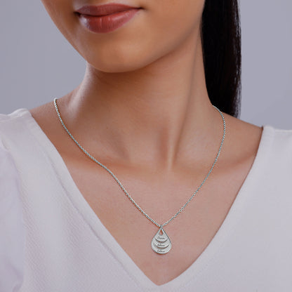 Silver Personalised Dreamy Teardrop Pendant With Link Chain