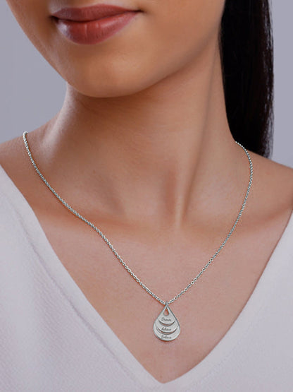 Silver Personalised Dreamy Teardrop Pendant With Link Chain