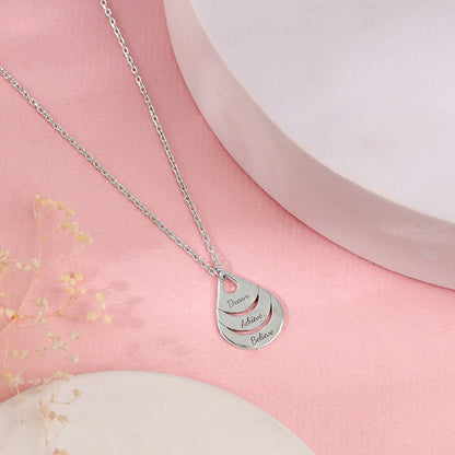 Silver Personalised Dreamy Teardrop Pendant With Link Chain