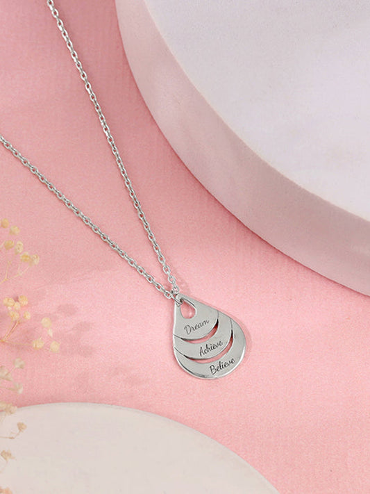 Silver Personalised Dreamy Teardrop Pendant With Link Chain
