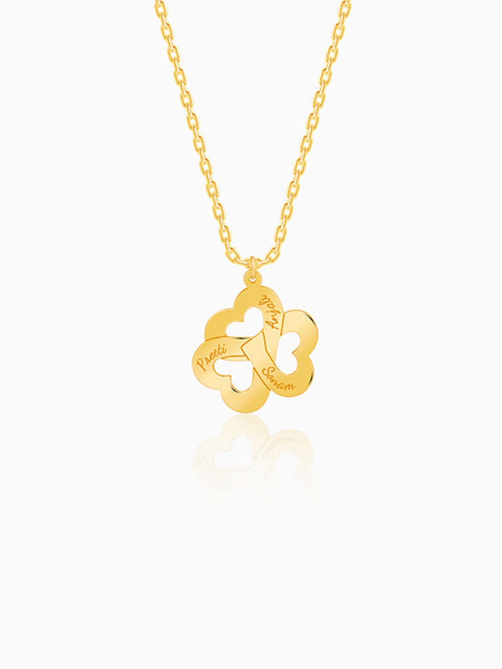 Golden Personalised Floral Love Name Necklace