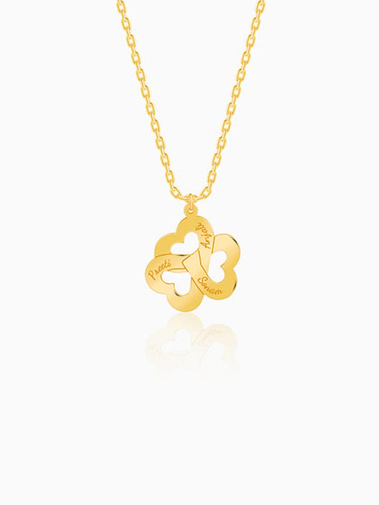 Golden Personalised Floral Love Name Necklace