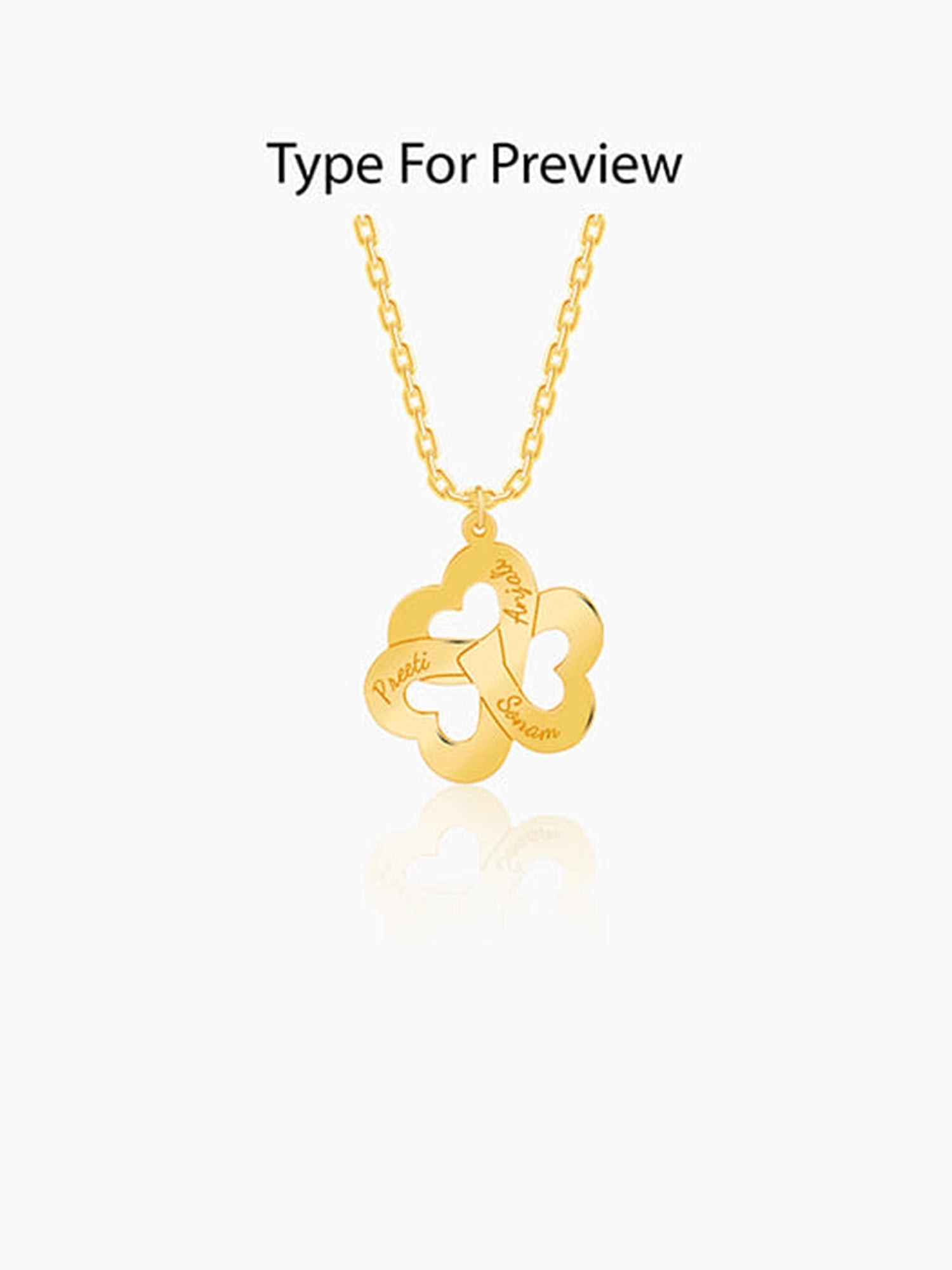 Golden Personalised Floral Love Name Necklace