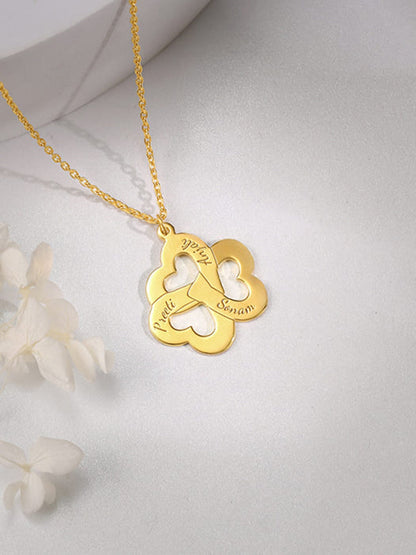 Golden Personalised Floral Love Name Necklace
