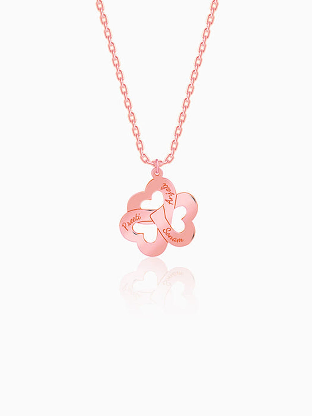 Rose Gold Personalised Floral Love Name Necklace