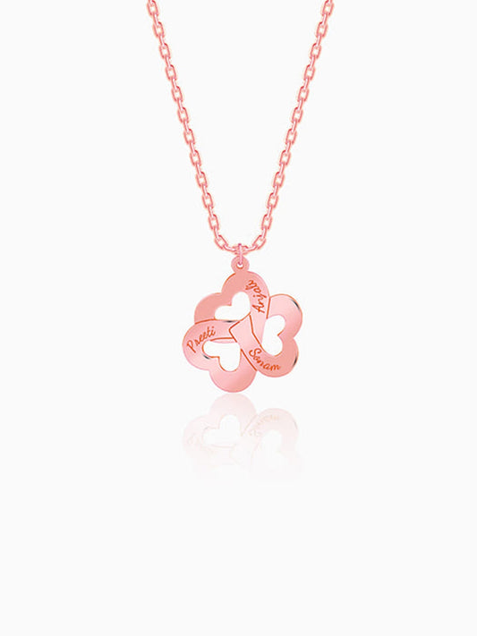 Rose Gold Personalised Floral Love Name Necklace
