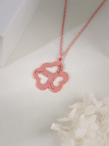 Rose Gold Personalised Floral Love Name Necklace