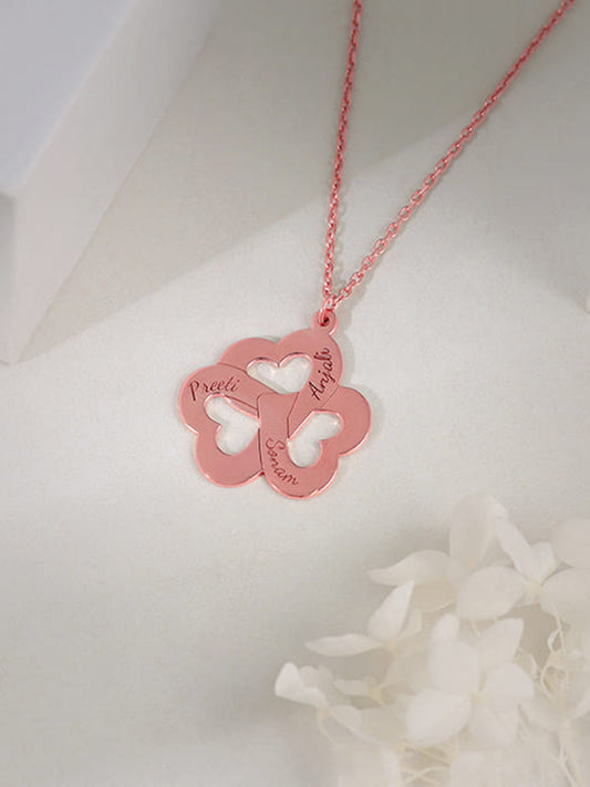 Rose Gold Personalised Floral Love Name Necklace