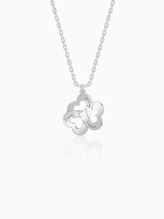 Silver Personalised Floral Love Name Necklace