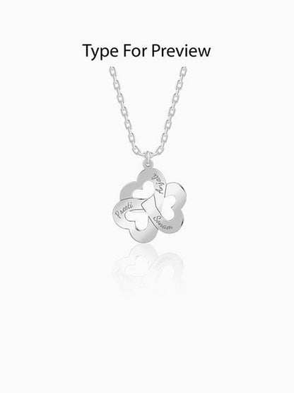 Silver Personalised Floral Love Name Necklace