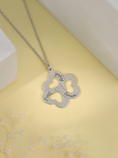 Silver Personalised Floral Love Name Necklace
