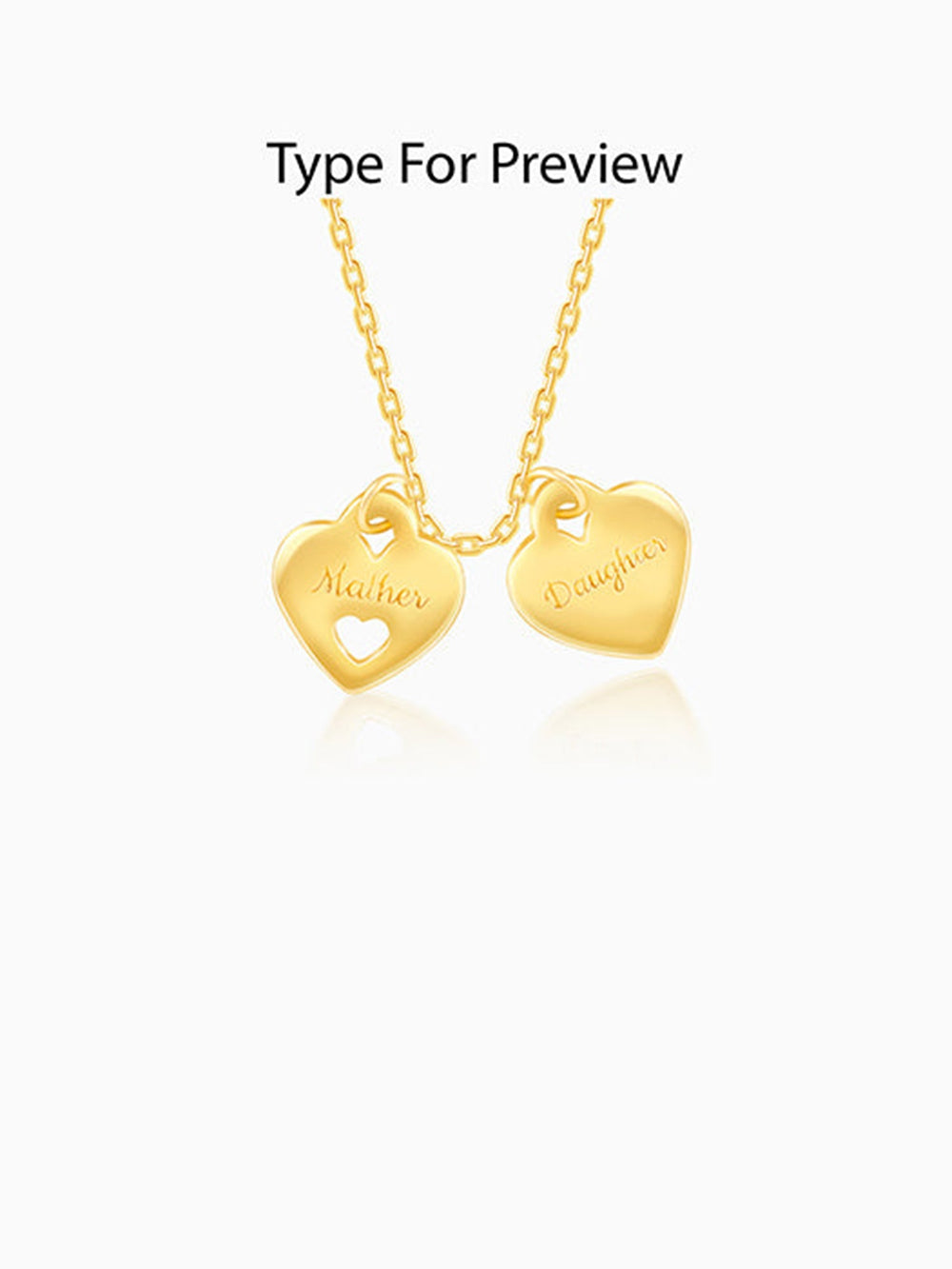 Golden Dual Heart Name Personalised Necklace