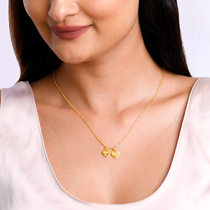 Golden Dual Heart Name Personalised Necklace