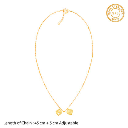Golden Dual Heart Name Personalised Necklace