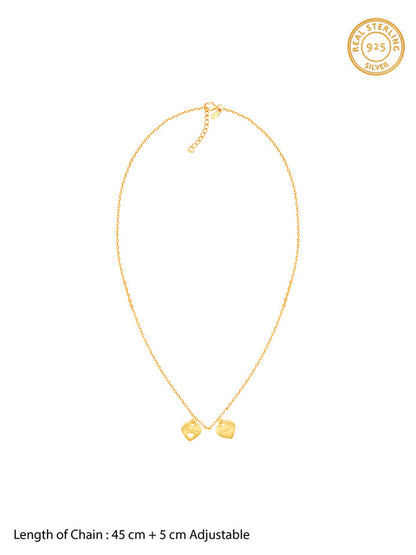 Golden Dual Heart Name Personalised Necklace