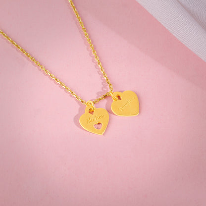 Golden Dual Heart Name Personalised Necklace
