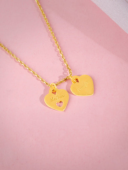 Golden Dual Heart Name Personalised Necklace