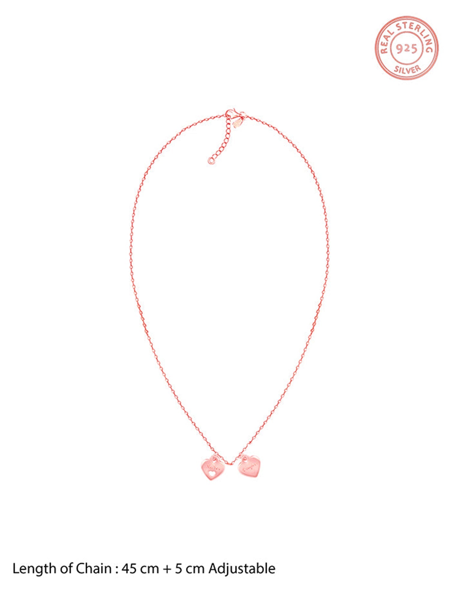 Rose Gold Dual Heart Name Personalised Necklace