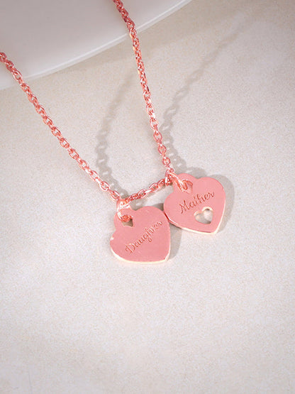 Rose Gold Dual Heart Name Personalised Necklace