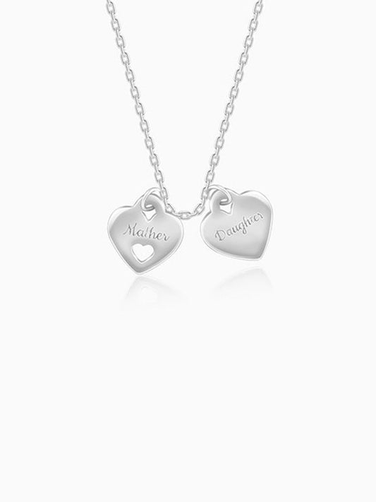 Silver Dual Heart Name Personalised Necklace