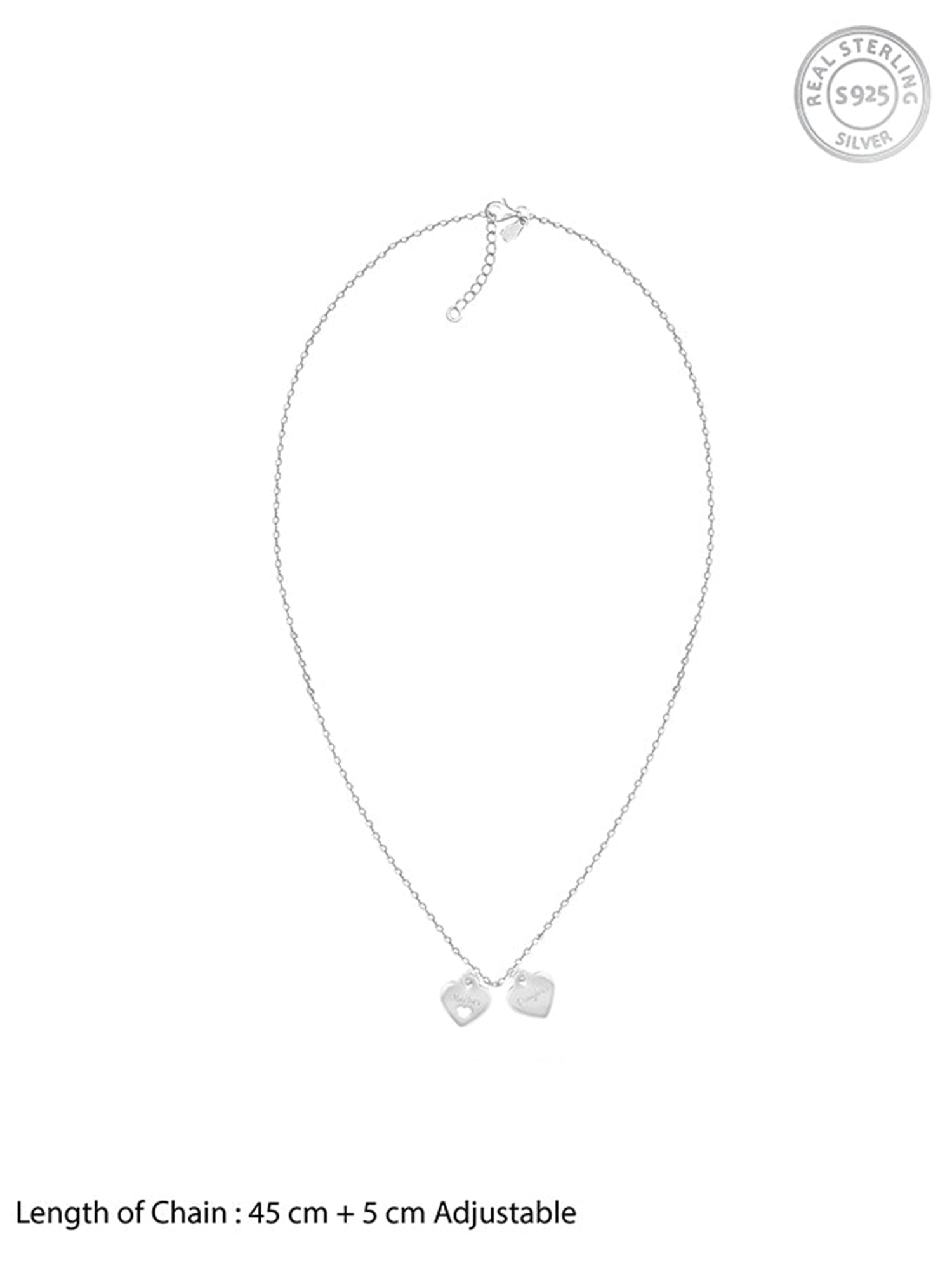 Silver Dual Heart Name Personalised Necklace