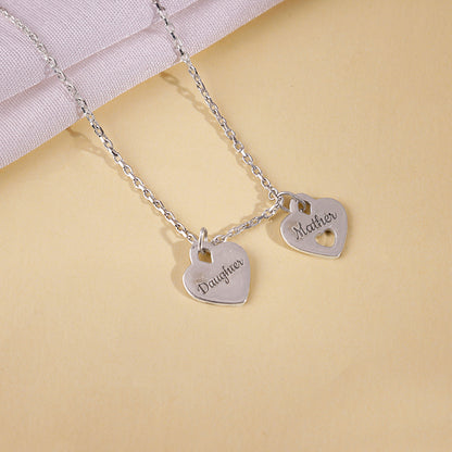 Silver Dual Heart Name Personalised Necklace