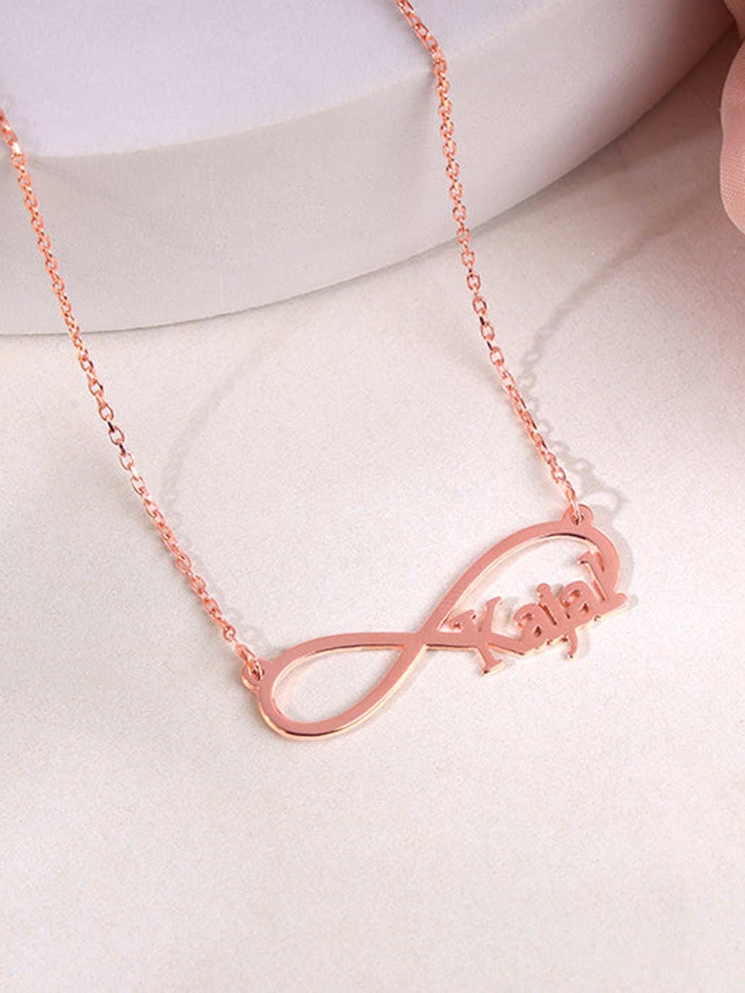 Rose Gold Personalised Infinity Name Necklace