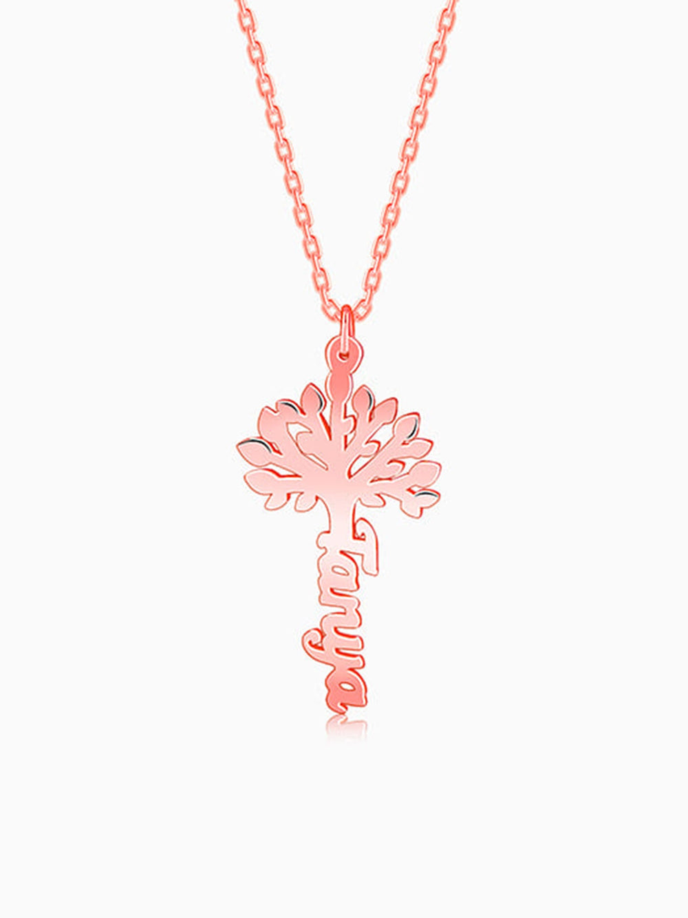 Rose Gold Personalised Tree of Names Pendant with Link Chain
