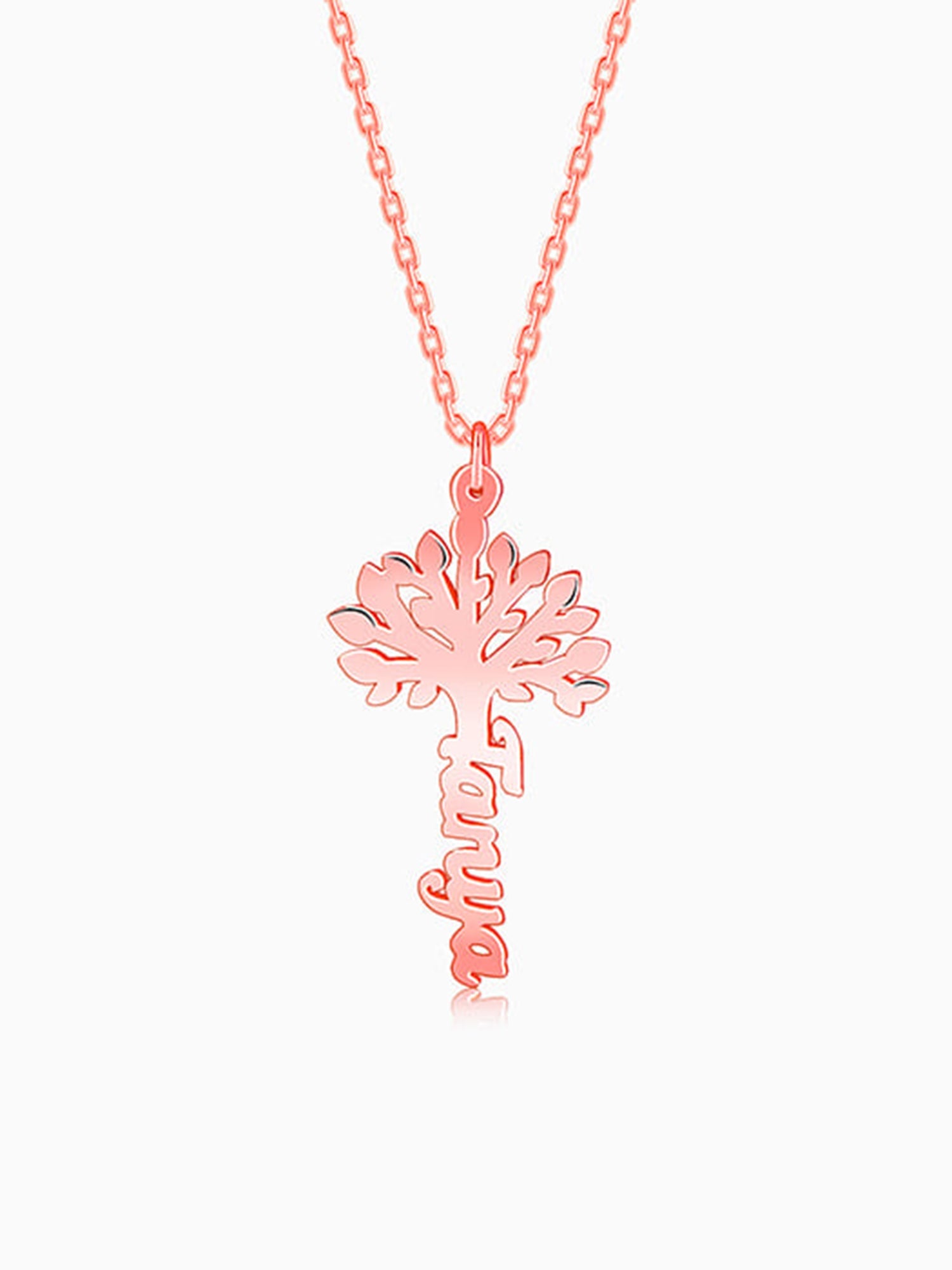 Rose Gold Personalised Tree of Names Pendant with Link Chain