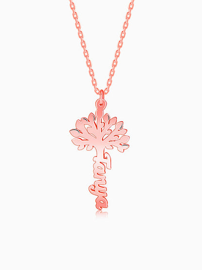 Rose Gold Personalised Tree of Names Pendant with Link Chain