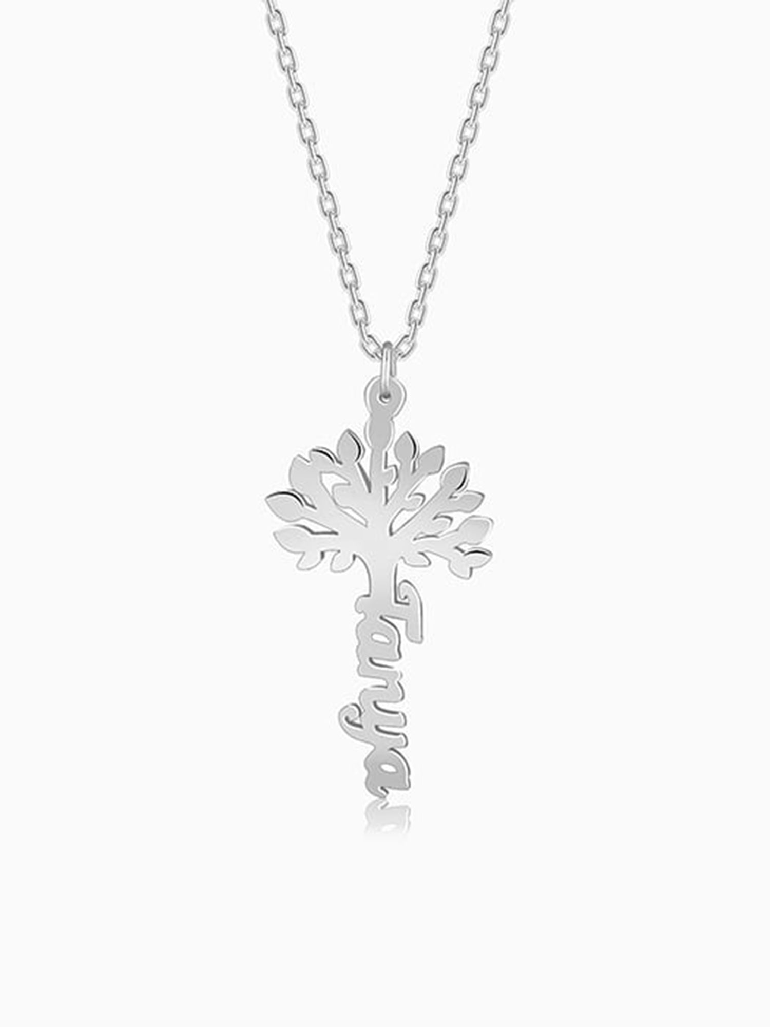 Silver Personalised Tree of Names Pendant with Link Chain