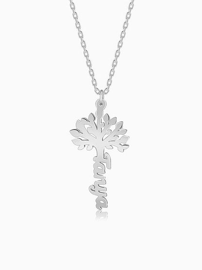 Silver Personalised Tree of Names Pendant with Link Chain