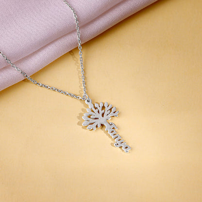 Silver Personalised Tree of Names Pendant with Link Chain