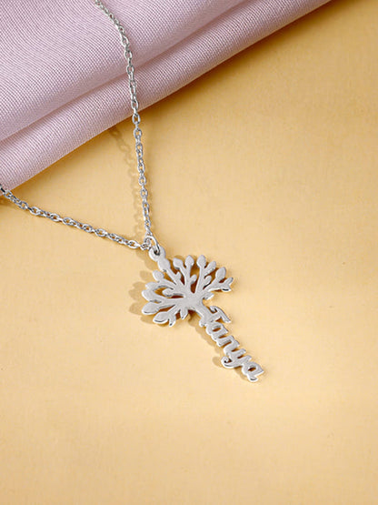 Silver Personalised Tree of Names Pendant with Link Chain