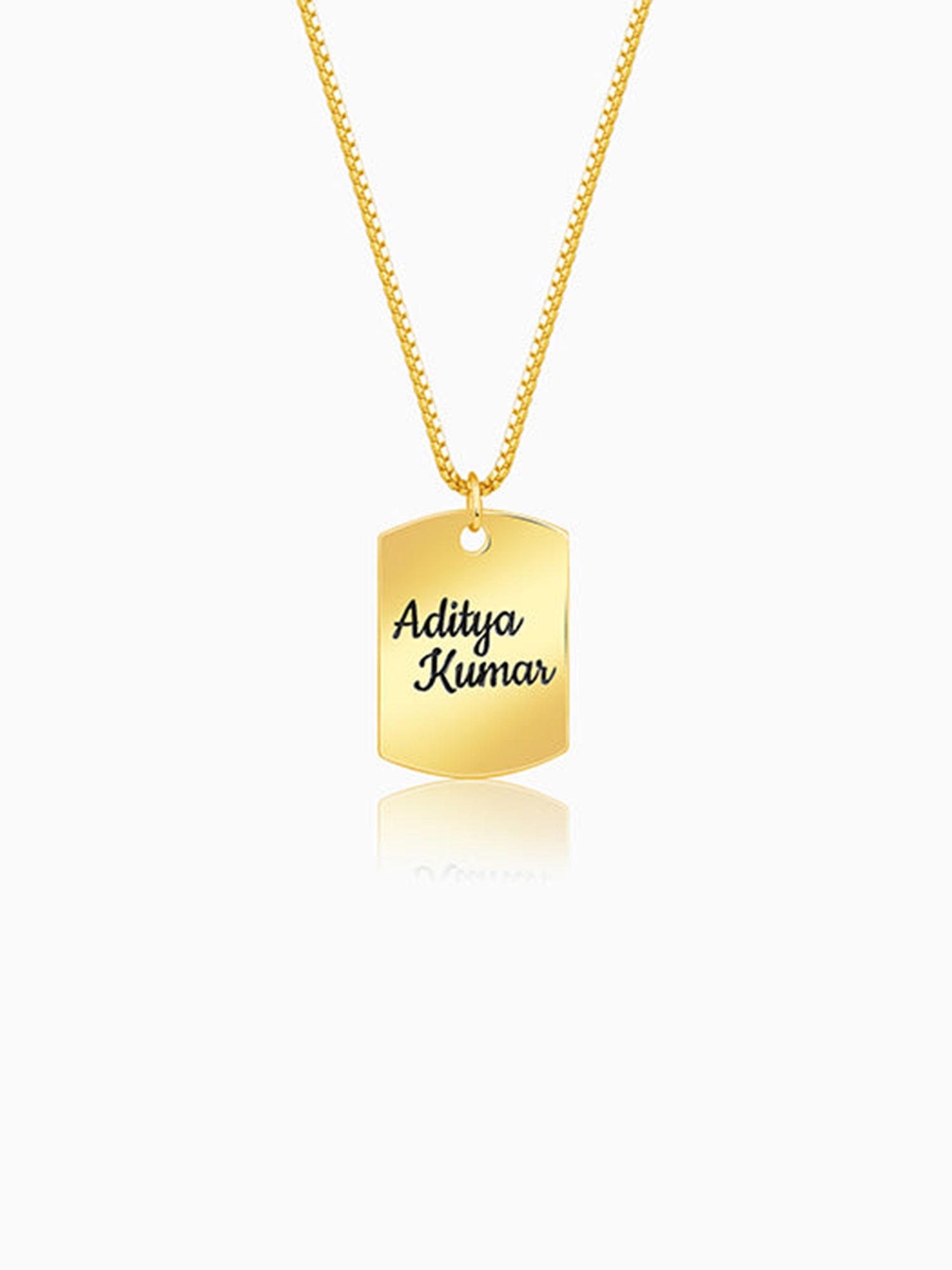Golden Personalised Military Dog Tag Pendant with Box Chain For Him
