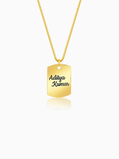 Golden Personalised Military Dog Tag Pendant with Box Chain For Him