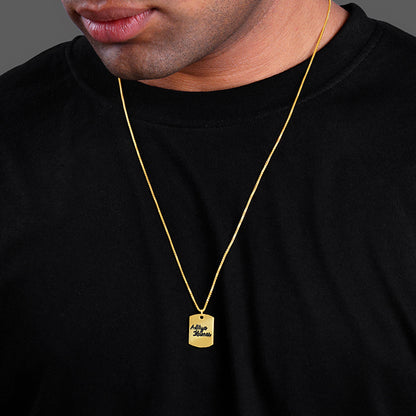 Golden Personalised Military Dog Tag Pendant with Box Chain For Him
