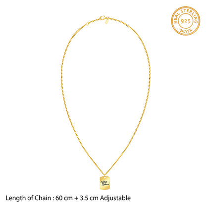 Golden Personalised Military Dog Tag Pendant with Box Chain For Him