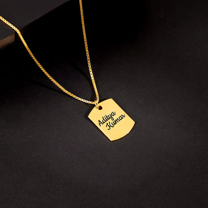 Golden Personalised Military Dog Tag Pendant with Box Chain For Him