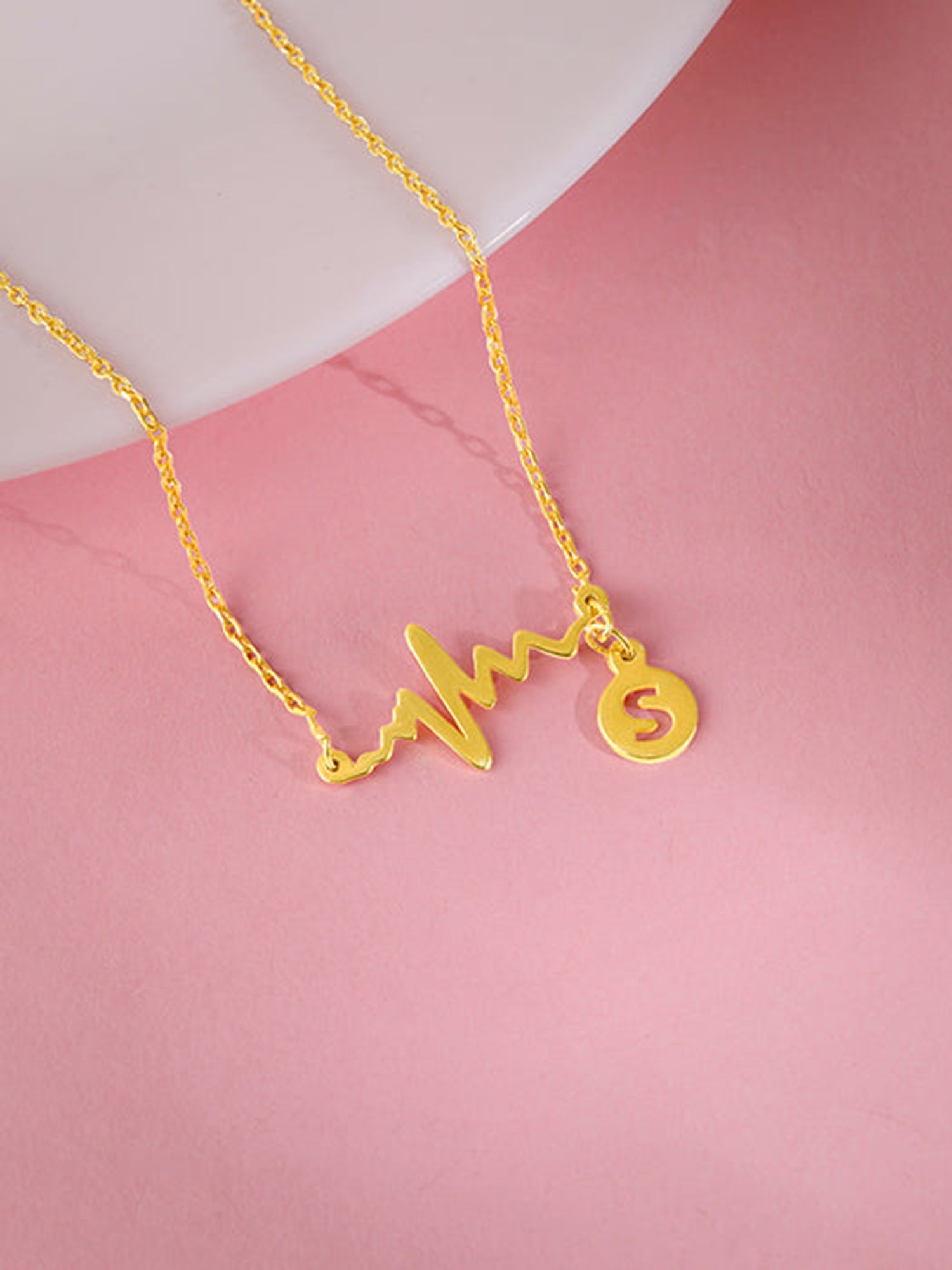 Golden Personalised Lifeline Initial Necklace